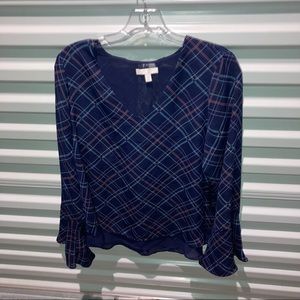 Lauren Conrad Shirt Women’s Size Medium Plaid Holiday Print Long Sleeve Top